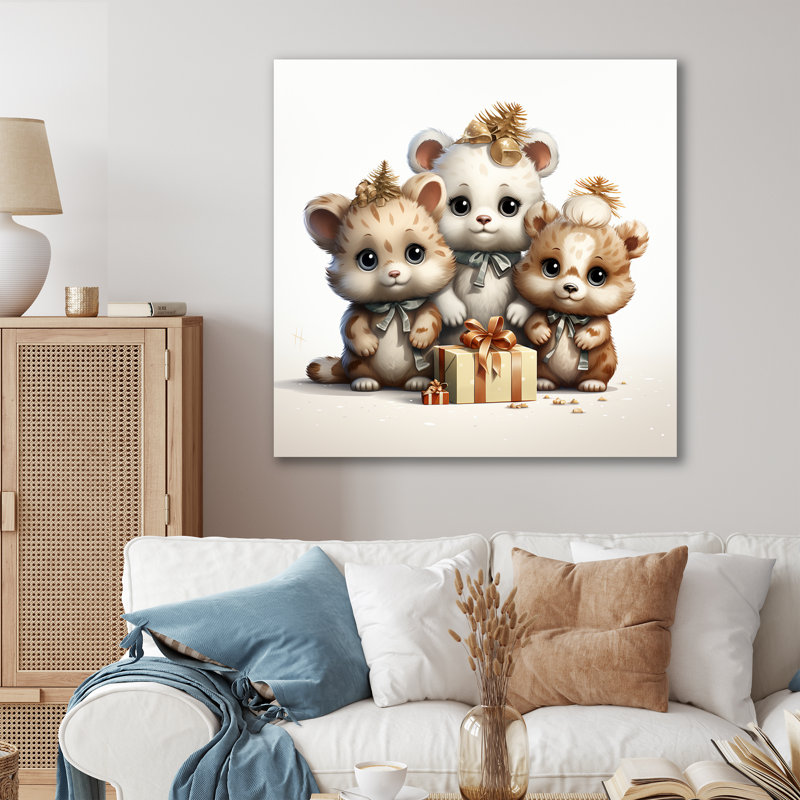 Joyfull Nursery Teddy Bears IV - Art mural de l'ours en peluche, Toile tendue, 36" H x 36" W