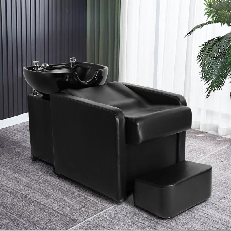 70'' L x 25'' W Black Freestanding Shampoo Sinks with Faucet