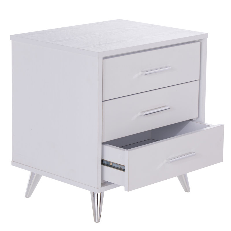 Table de chevet à 3 tiroirs Blouin, Blanc