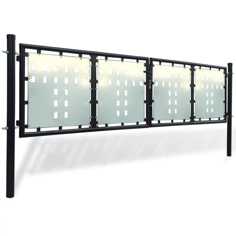 Crabtree Metal Door Fence Garden Mesh Gate with Lock Patio Fencing Terrace, 300 x 150 cm