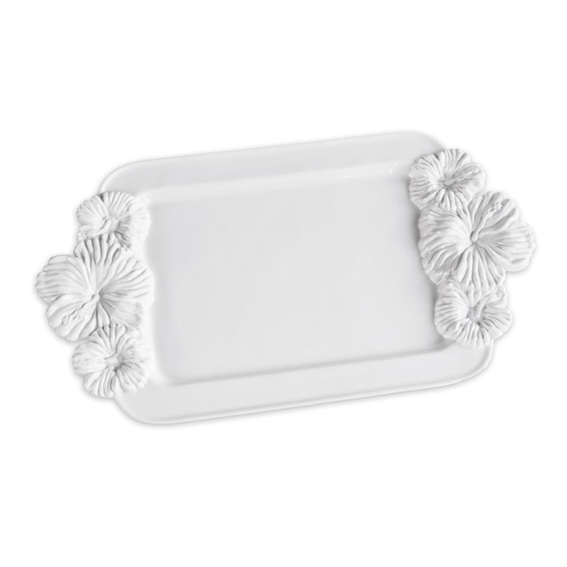 Plateau à hibiscus VIDA Bloom (blanc), H 1,25 po x l 11,5 po x P 20,5 po