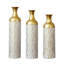 Ensemble de 3 vases à fleurs en métal doré blanc pour décoration moderne luxueuse