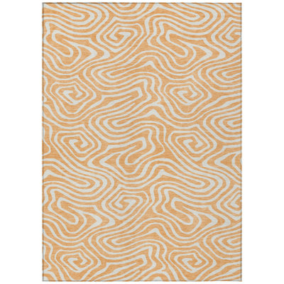 Evalora Orange Washable Indoor-Outdoor Rug - 