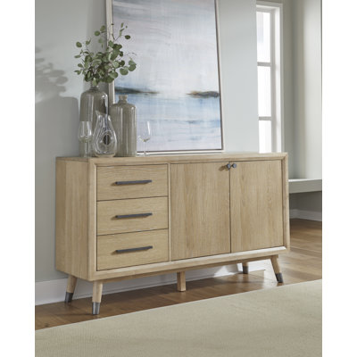 Three Drawer Two Door White Oak Sideboard In Au Natural