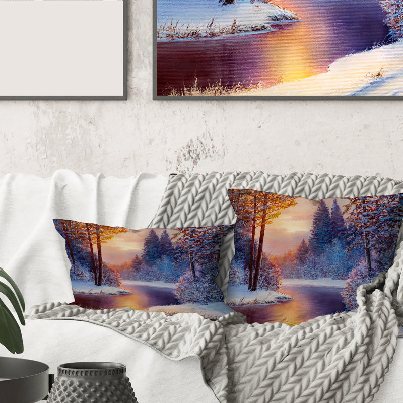 Housse et insert de coussin carré Winding River avec des silhouettes d'arbres, 18" x 18"