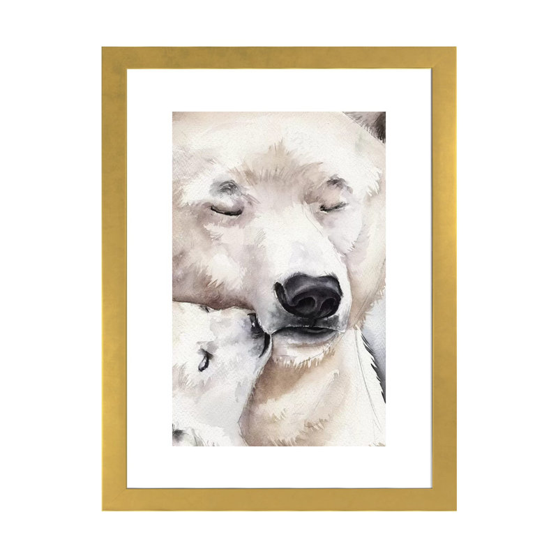 Décoration murale ours polaire pour enfants, H 24 po x l 16 po x P 1 po, Papier encadré doré