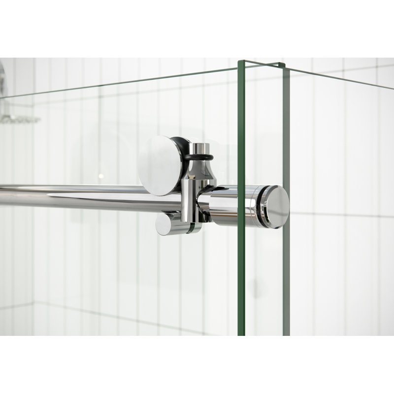 Nova 52 in. x 34 in. x 78 in. 90-degree Fully Frameless Sliding Glass Shower Enclosure, Polished Chrome