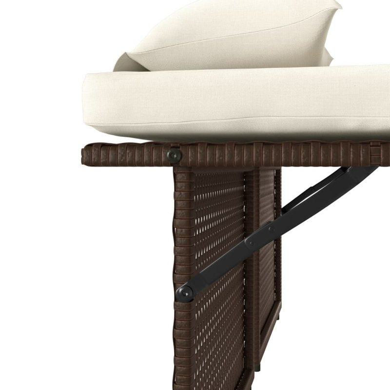 Banc de patio inclinable avec coussins Vidaxl, Blanc crème / brun