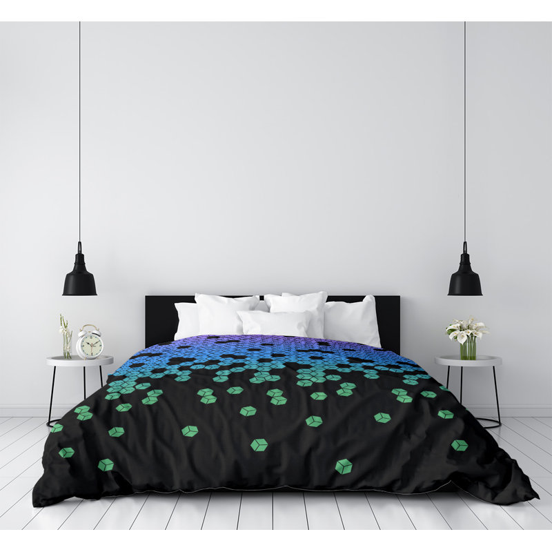 Housse de couette Katelyn Elizabeth, Housse de couette simple TG, Microfibre, Mauve / Bleu / Noir
