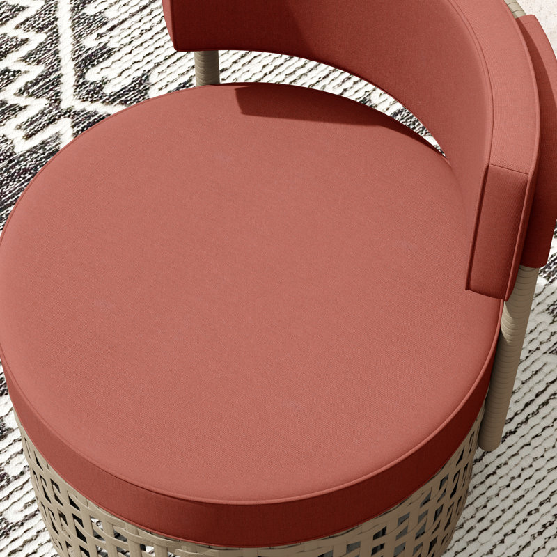 Fauteuil d'extérieur sans accoudoirs en osier Cateline, Toile motif Henné Sunbrella