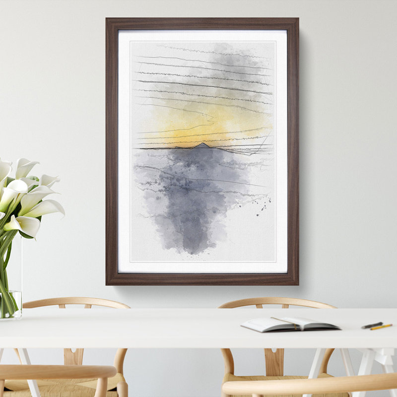 Mountain Sunrise In Italy - Single Picture Frame Painting on MDF, Walnut Framed, 45cm H x 33cm W x 2cm D