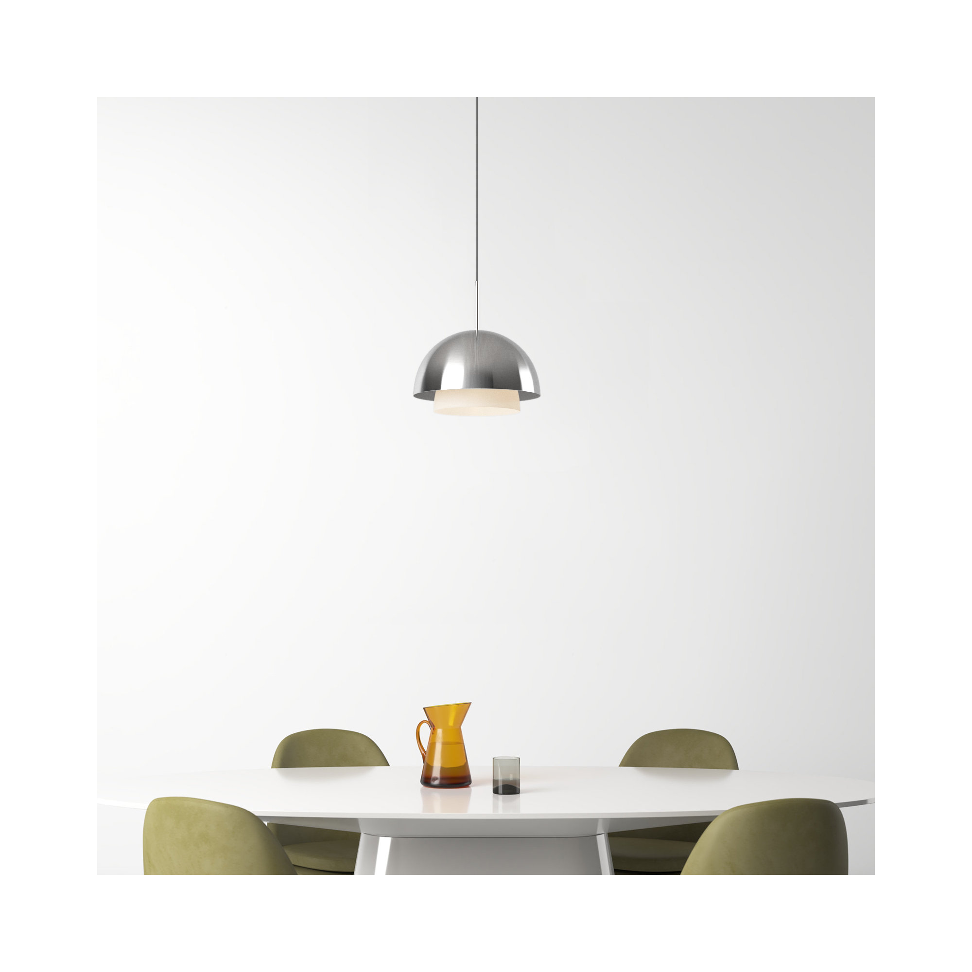 Lyle 1-Light Frosted Glass Dome Pendant, Brushed Nickel