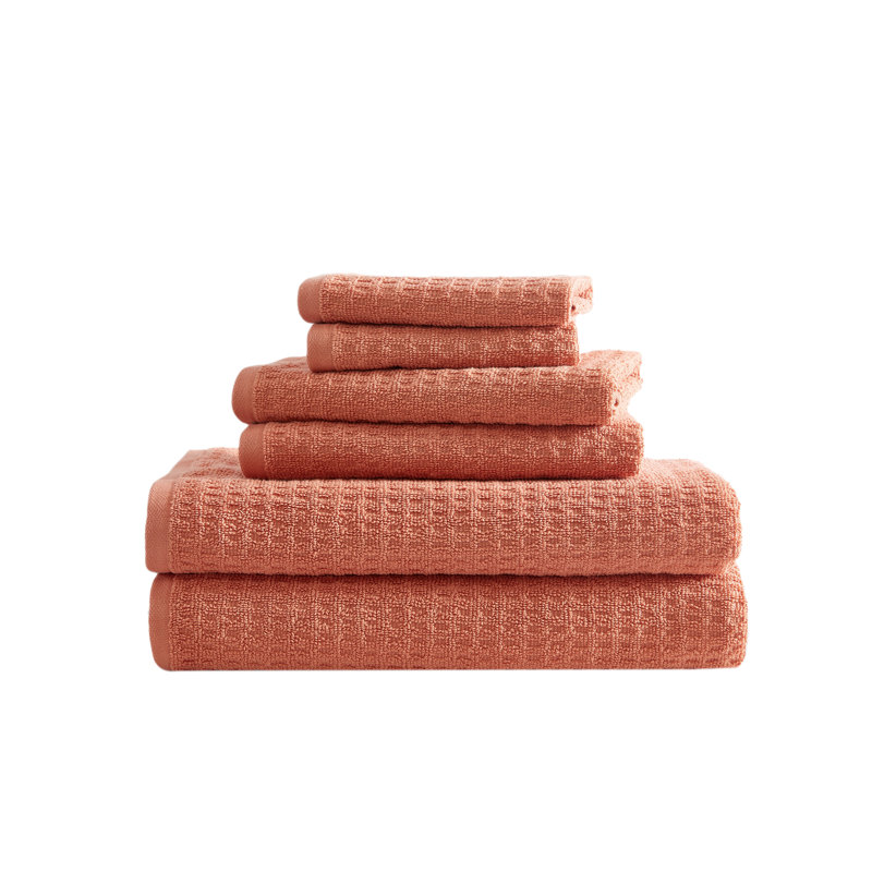 2 Piece 100% Cotton Bath Sheet Towel Set, 6 Pack-Piece Towel Set, Orange