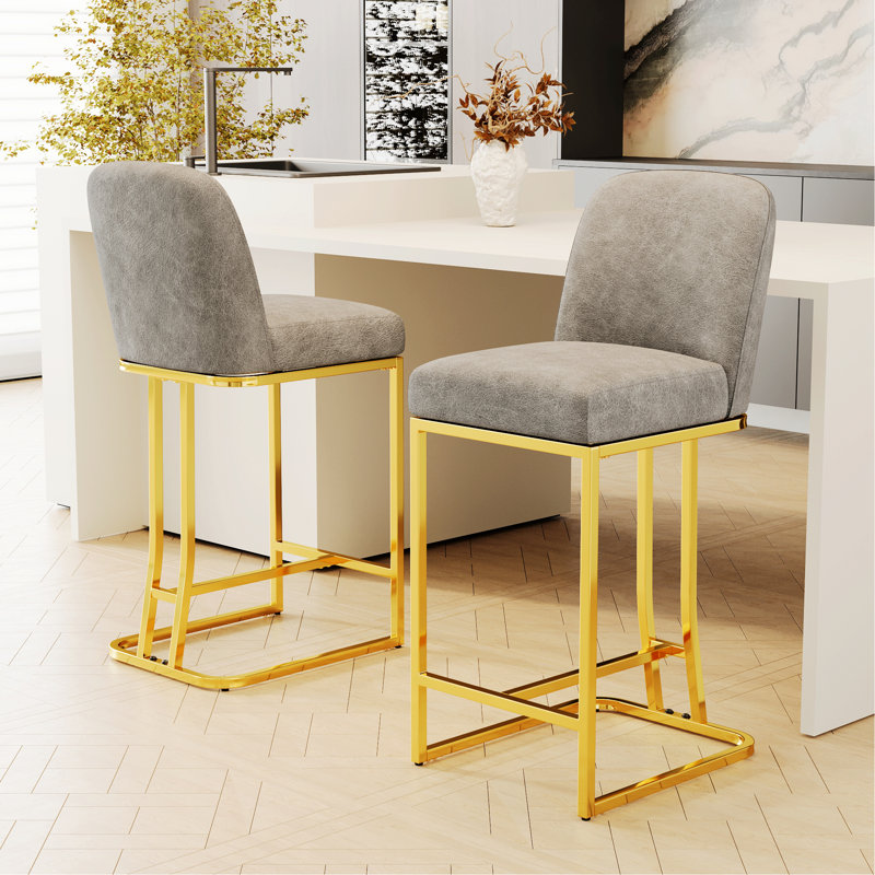 Ensemble de 2 chaises de bar, tabourets de bar de style moderne pour les bars, les restaurants et la cuisine, Gris