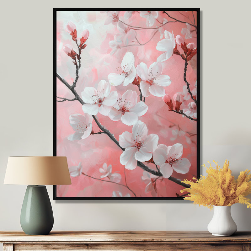 Moment in Spring Spring Cherry Blossom I - Art mural fleur de cerisier, H 20 po x l 12 po, Impression encadrée flottante