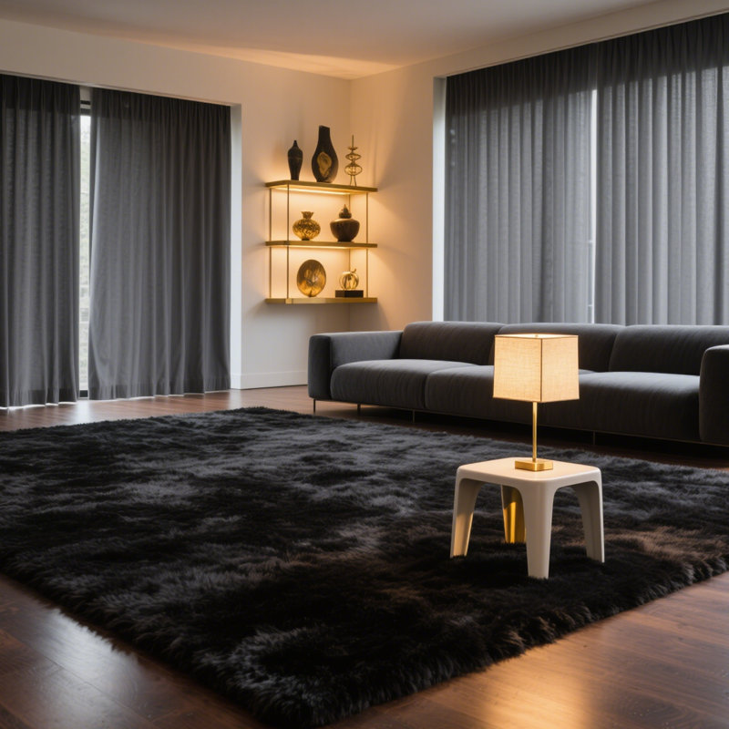 Large Shag Area Rug For Living Room, 10x14ft Soft Fluffy Rug For Bedroom, Upgrade Non Slip Backing, Spring Home Decor Aesthetic Carpet, Ideal For High Traffic Areas Indoor, Black