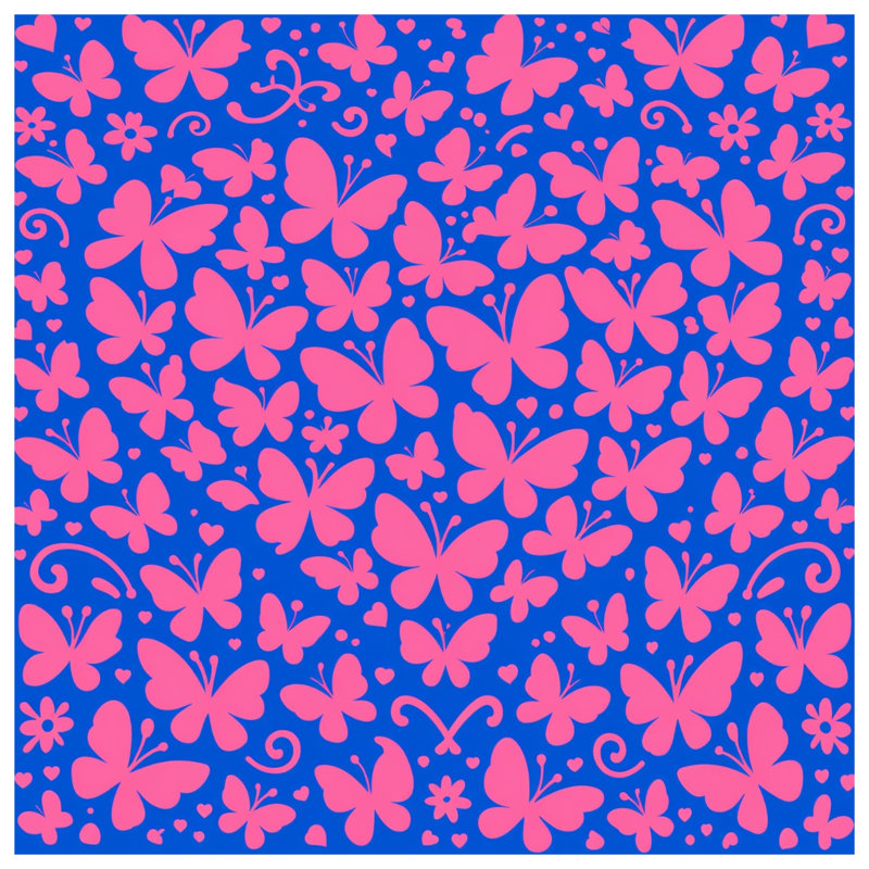 Coussins roses sur fond bleu, 14 X 14 pouces