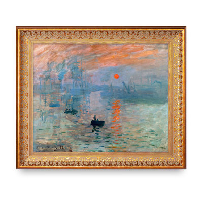 «Impression Sunrise» par Claude Monet, reproduction encadrée World Classic Reproductions pour HomeDecor, cadre doré à motif rétro