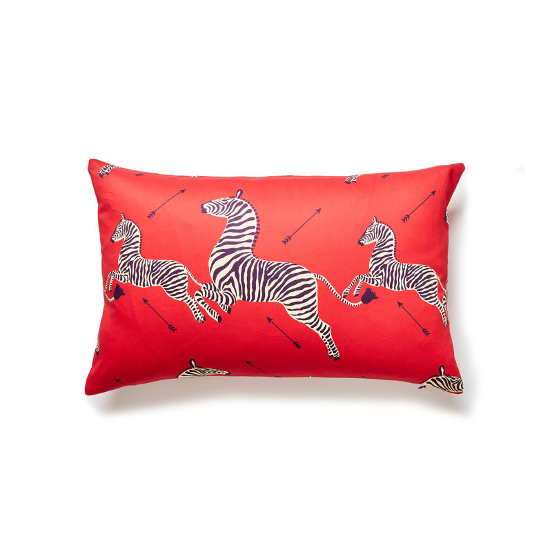 Zebras Lumbar Pillow Cover & Insert, Masai Red