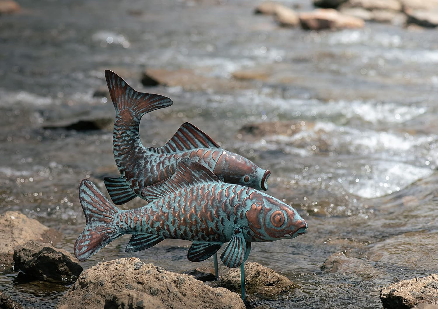 Cod Fish Statue Arlmont & Co. Metal Koi Fish Garden Statue - Wayfair Canada