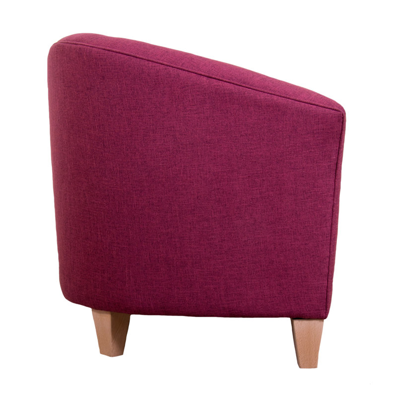 Upholstered Barrel Chair, Mahogany, Bacio Redcurrant