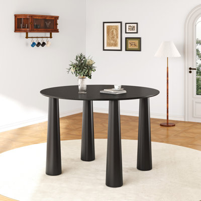 30"H Round Wood Dining Table Kitchen Table with 4 Legs