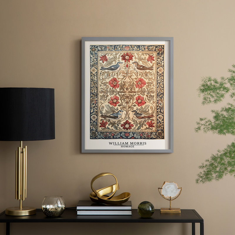 WM MORRIS Series CCCXCI Framed Print - Solid Wood, Gris, H 21 po x l 17 po