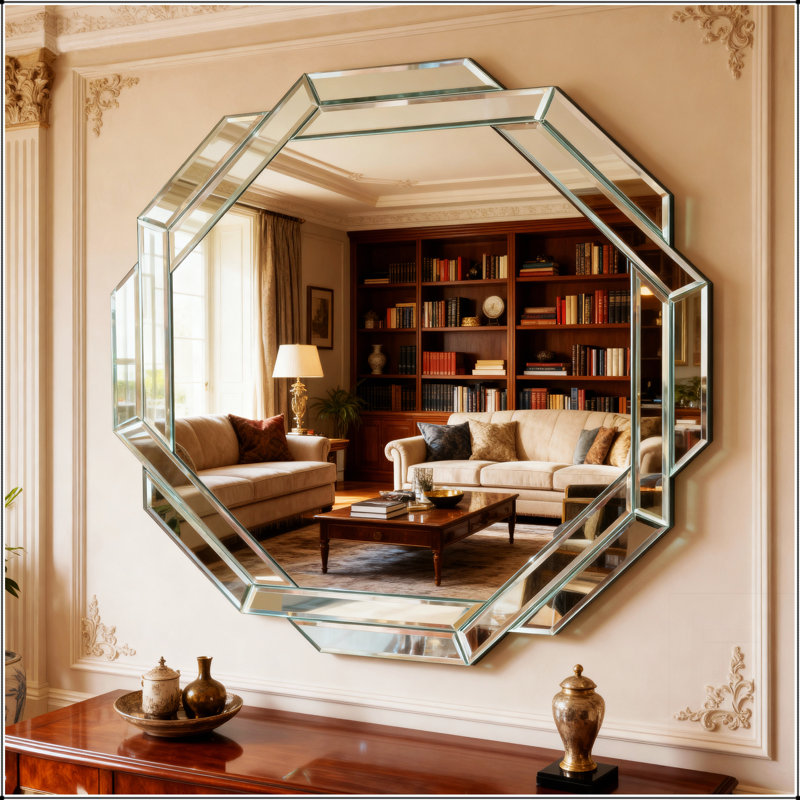 Miroir mural 29,92 pouces à bord biseauté et sans cadre pour une décoration moderne