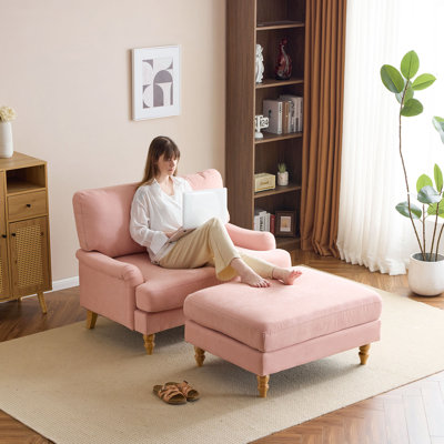 Chaise d'appoint rembourrée de 47 po avec repose-pieds