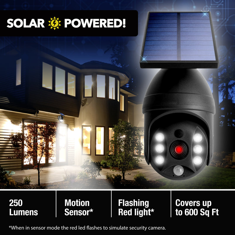 Bell & Howell Black Solar Powered Motion-Sensing LED Security Spotlight