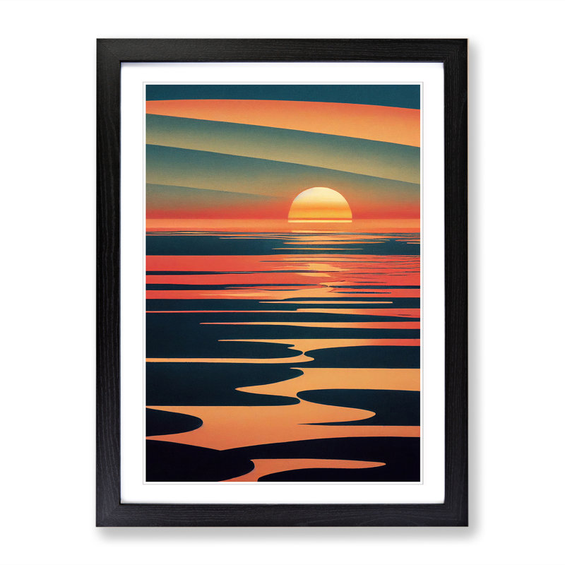 Sunset Scandinavian Vol.2 1 Piece Single Picture Frame Wall Art, 46cm H x 34cm W x 2cm D, Oak