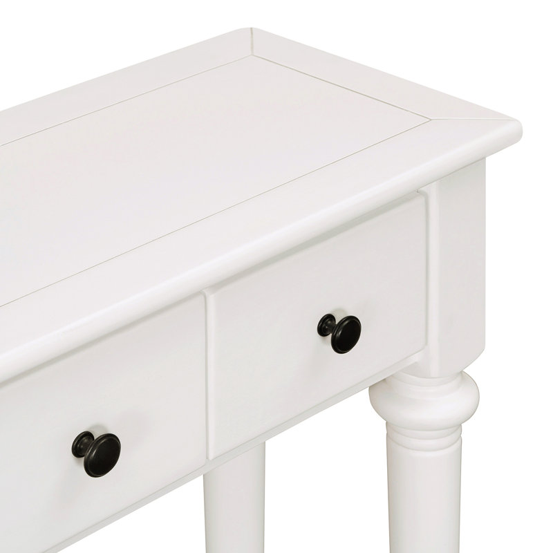 59" Retro Console Table With Open Shelf And 4 Drawers, White