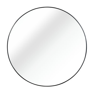Miroir mural rond 24 pouces pour salle de bain - Verre de 4 mm de diamètre, cadre en alliage d'aluminium rouille, finition brossée, crochets d'installation renforcés, conception incassable non déformée, outils