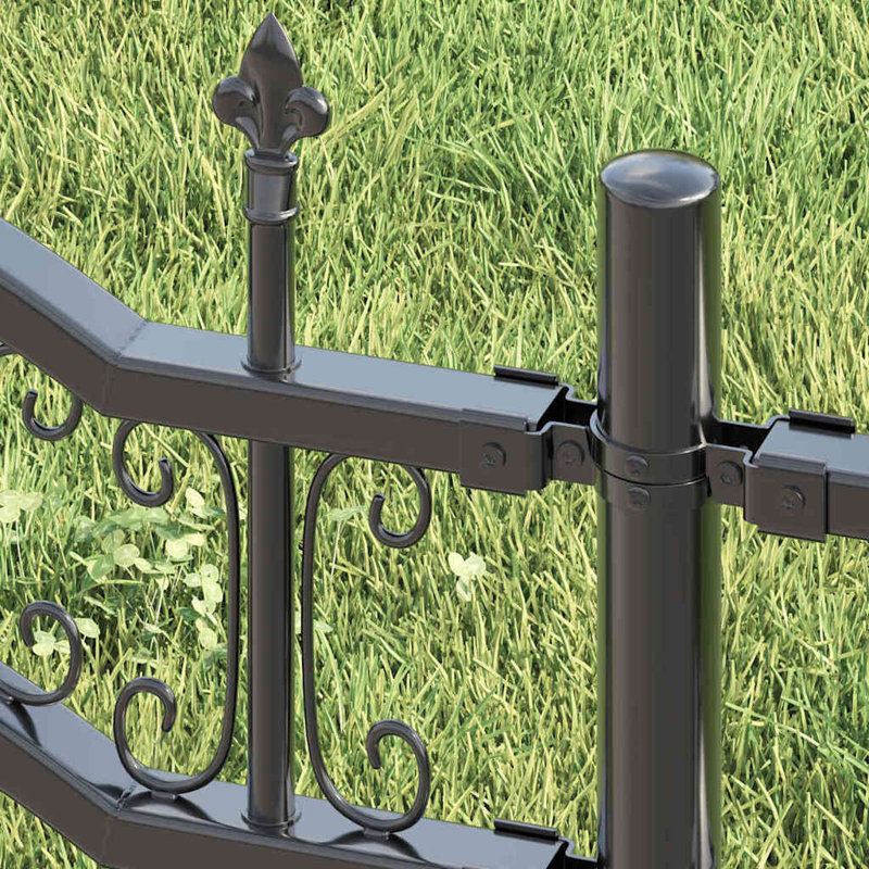 Vidaxl Garden Fence Powder-Coated Steel, 240cm H x 115cm W x 3.2cm D, Black