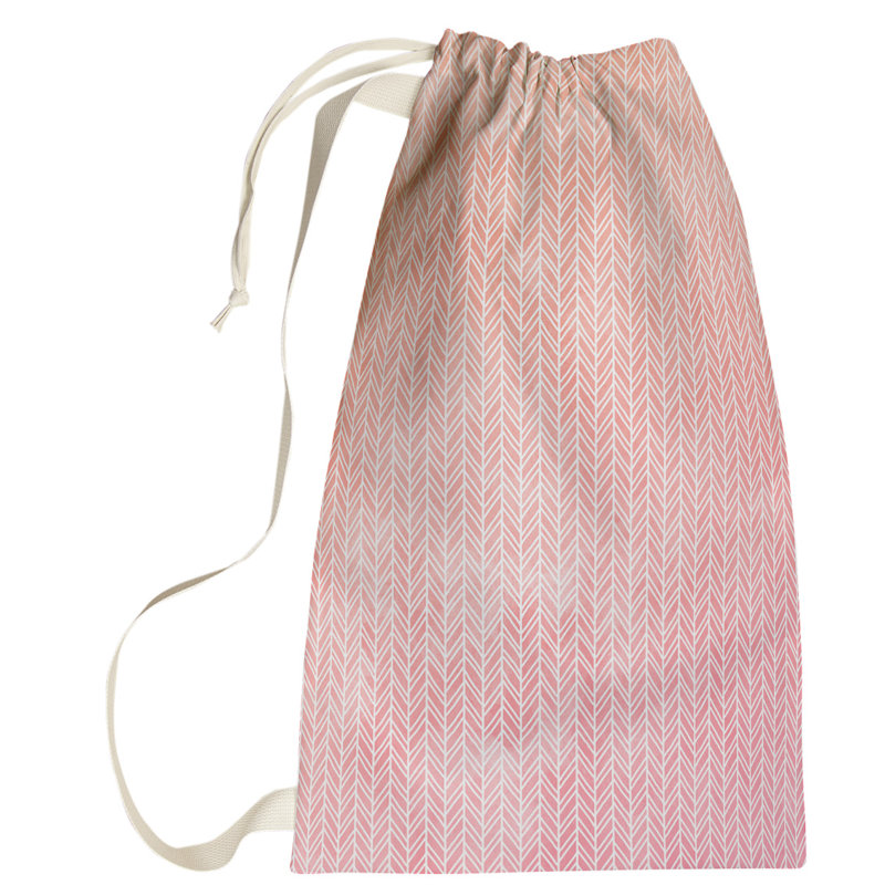 Leffel Fabric Laundry Bag with Handles, Large (76.5" H x 29.5" W x 1.5" D), Pink/Orange