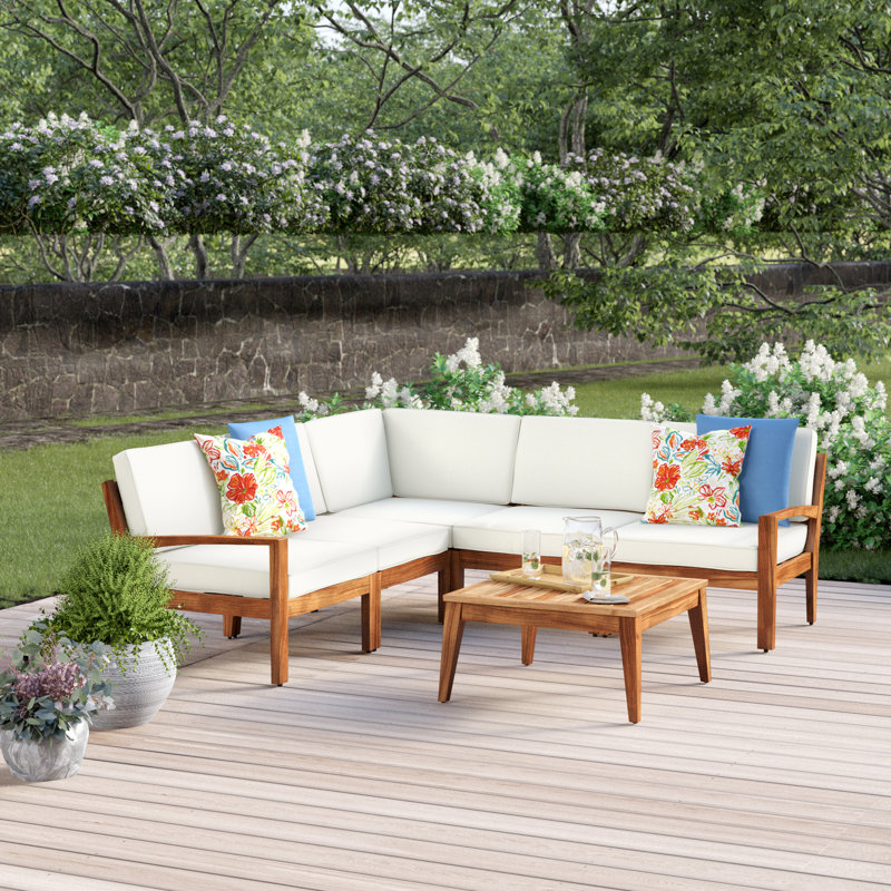 Ajanai Acacia 4 - Person Patio Conversation Set with Cushions, Beige