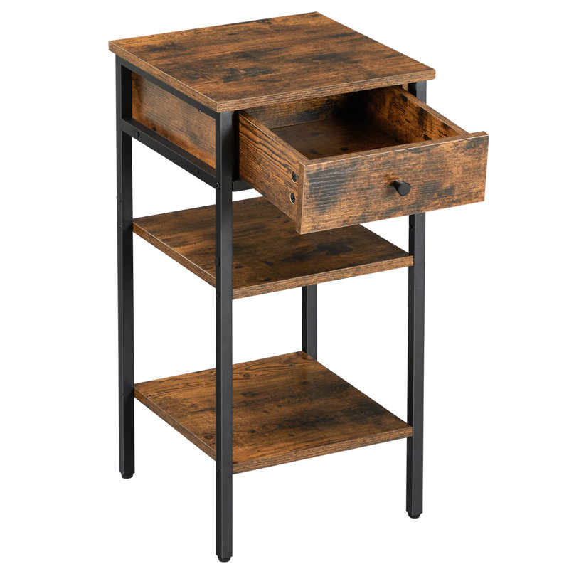 Mae 35cm W Bedside Table, Brown/Black