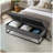 58.6" Bed Bench Metal Base with Storage Velvet-74315917