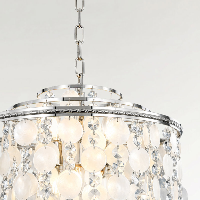 Luminaire suspendu en nickel poli naturel Capiz, 18 pouces