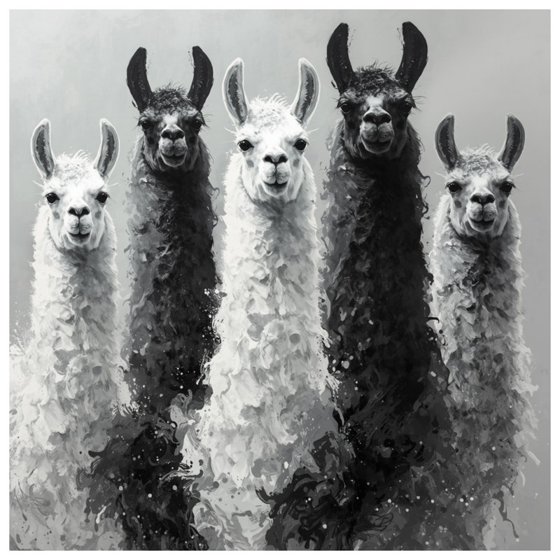 Édredon noir et blanc Lamas, Très grand lit