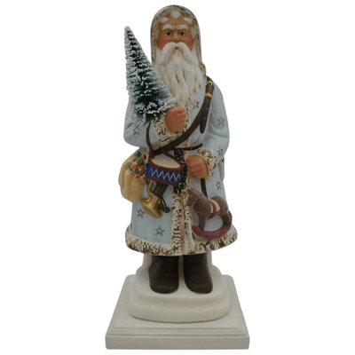 Schaller Paper Mache Figurine - Blue Santa