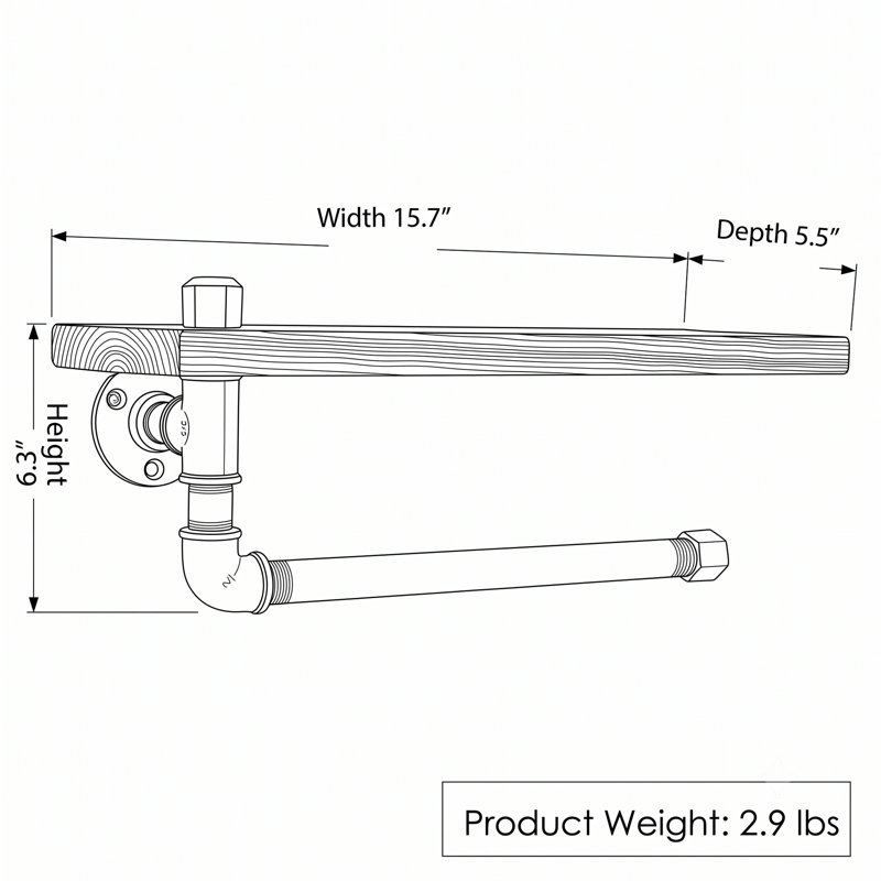 Industrial Wood and Metal Wall Shelf