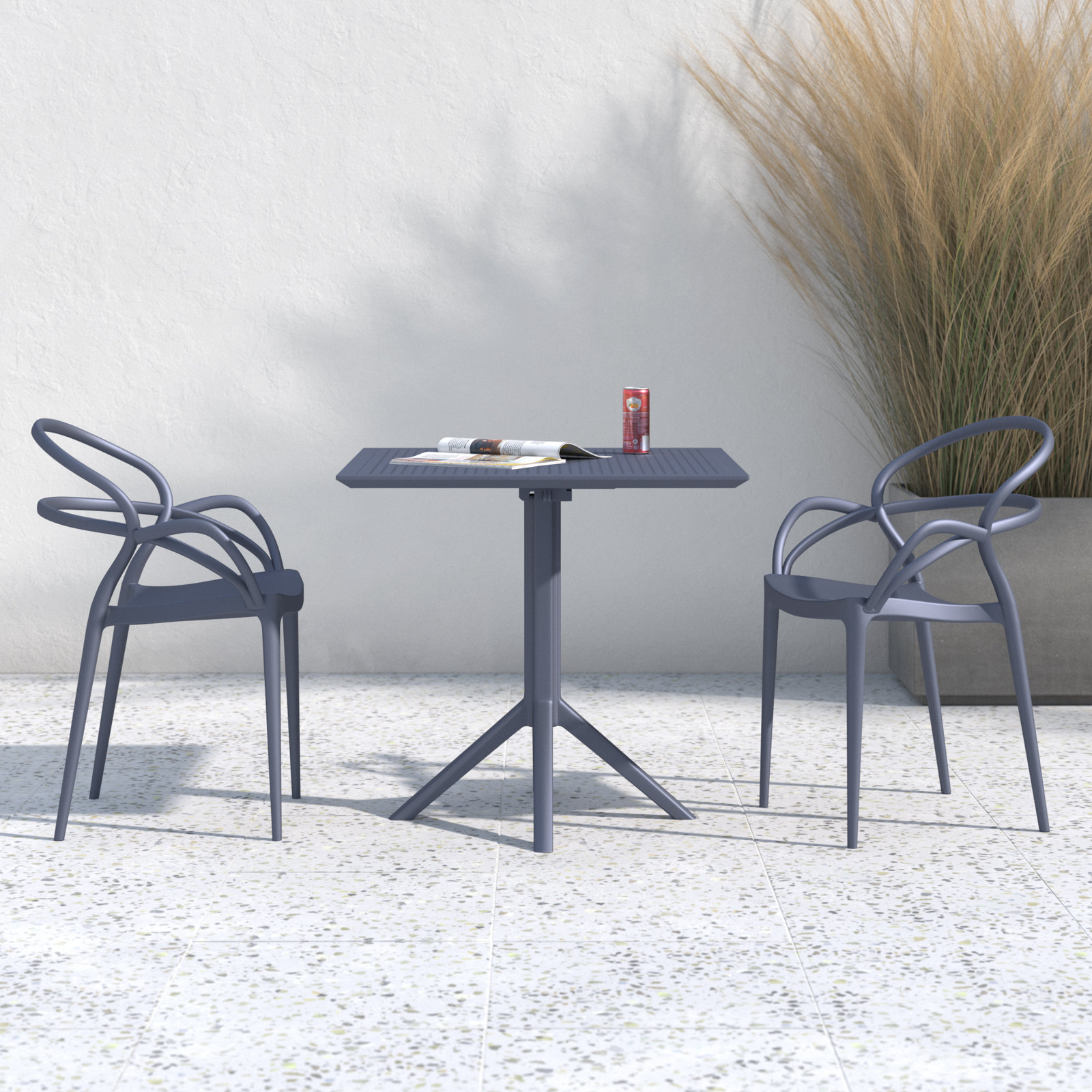 Farrah 32" Patio Bistro Set, Dark Gray