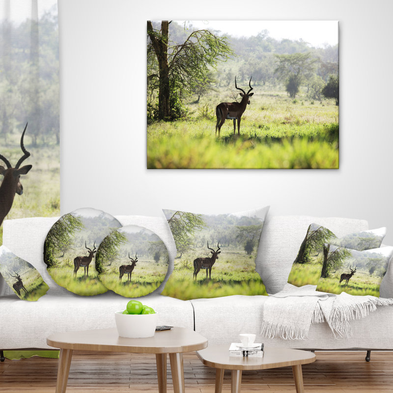 Coussin décoratif solitaire Antilope in Green Park, 16 po x 1 po, Carré