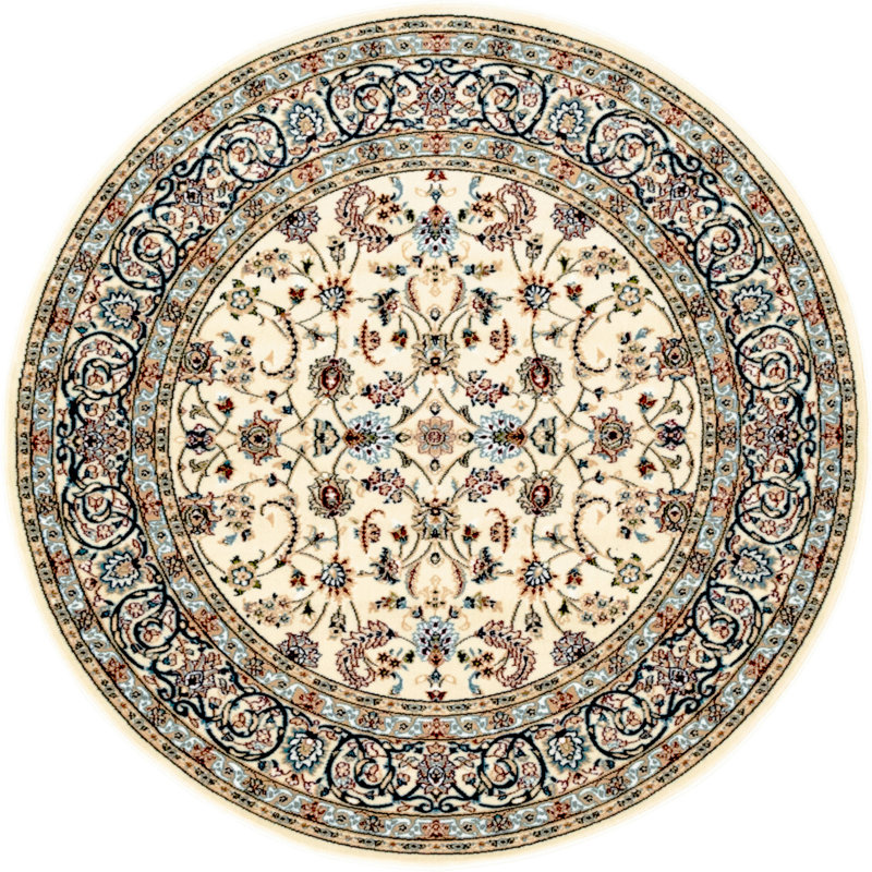 Tapis oriental Jackson / ivoire / bleu Jackson, Rond 5 pi 3 po, Ivory/Blue