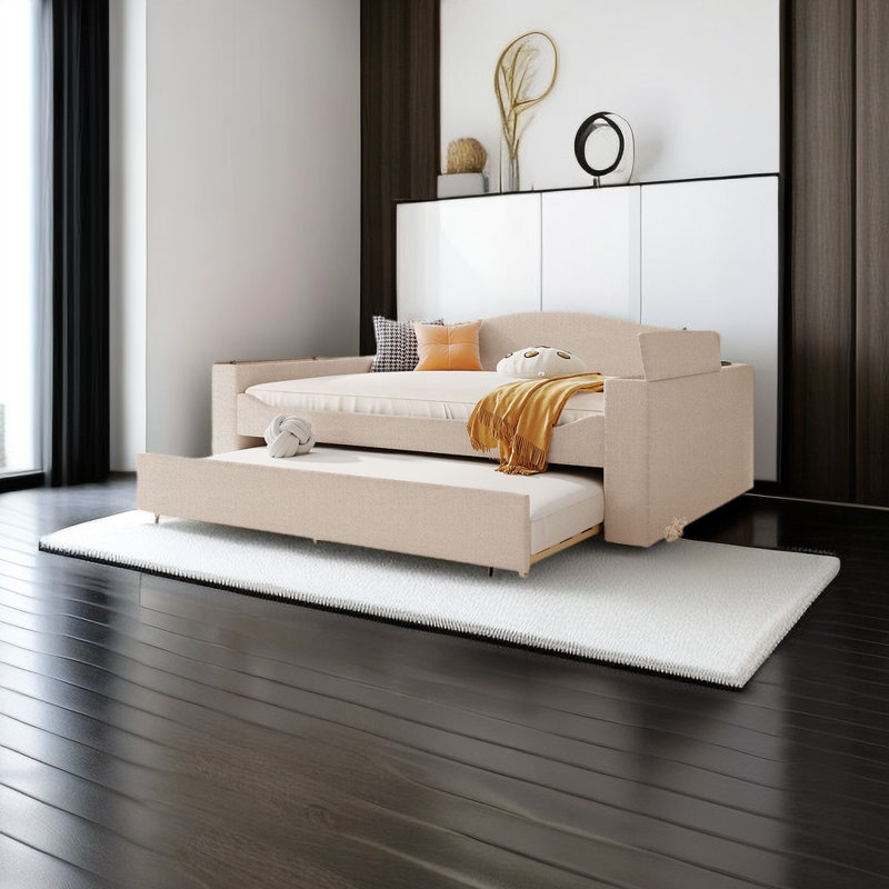 Gonzalo Upholstered Daybed, Beige