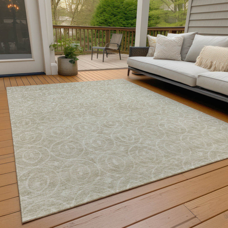 Tapis beige intérieur / extérieur lavable à la machine Claudian ACN1227, Rectangle de 10 pi x 14 pi