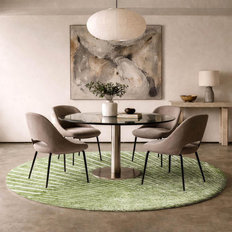 Premium Machine Washable Dream Shag ADS542 Fan-Like Rug, Sage, 8' Round