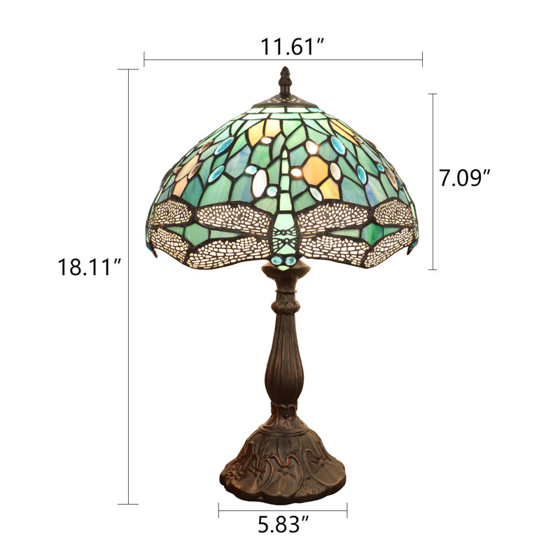  Lampe de table 1 lumière de style Tiffany libellule SUNNIVA 12 "
