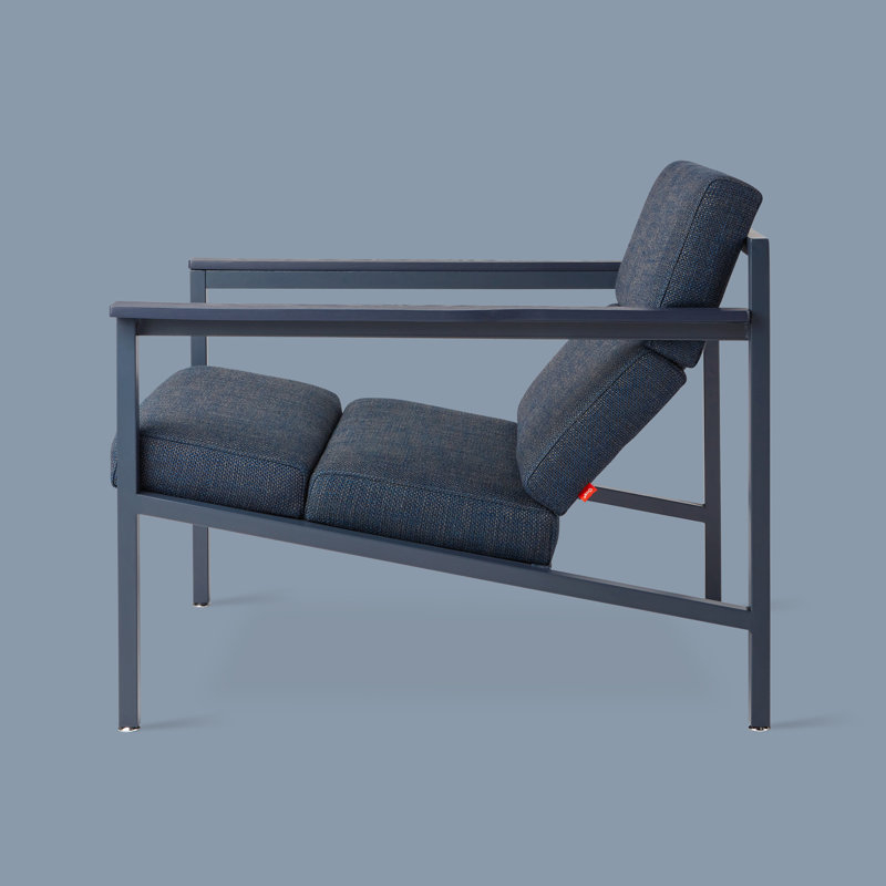 Fauteuil Halifax de 81,28 cm de large Halifax, Mélange de polyester bleu marine Hanson, Atlantique